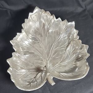 Silver Leaf-Shaped Decorative Tray